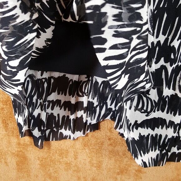 TAHARI Womens Dress Small Black White Fit Flare A-Line Sundress Midi Stretch - Picture 6 of 10